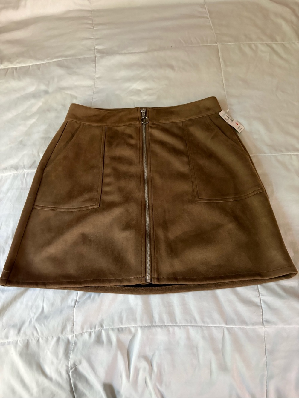 Maurices Brown Front-Zip Suede Mini Skirt
